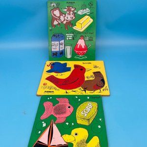 (3) Vintage PLAYSKOOL Wooden Puzzles